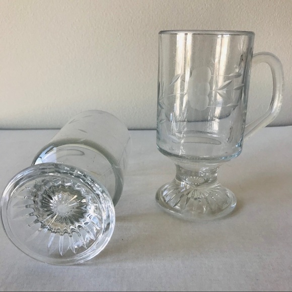 2 Vintage Cut Glass Coffee Mugs - Picture 8 of 8